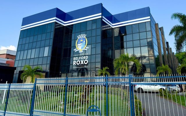 Fachada do prédio da Prefeitura de Belford Roxo, na Baixada Fluminense.