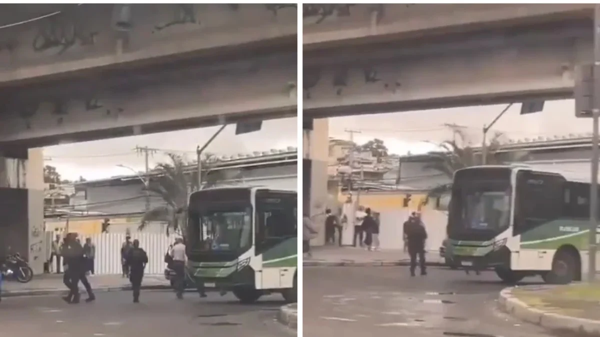 Trecho da Rodovia Washington Luís (BR-040) em Duque de Caxias com movimentação policial após bloqueios na pista.